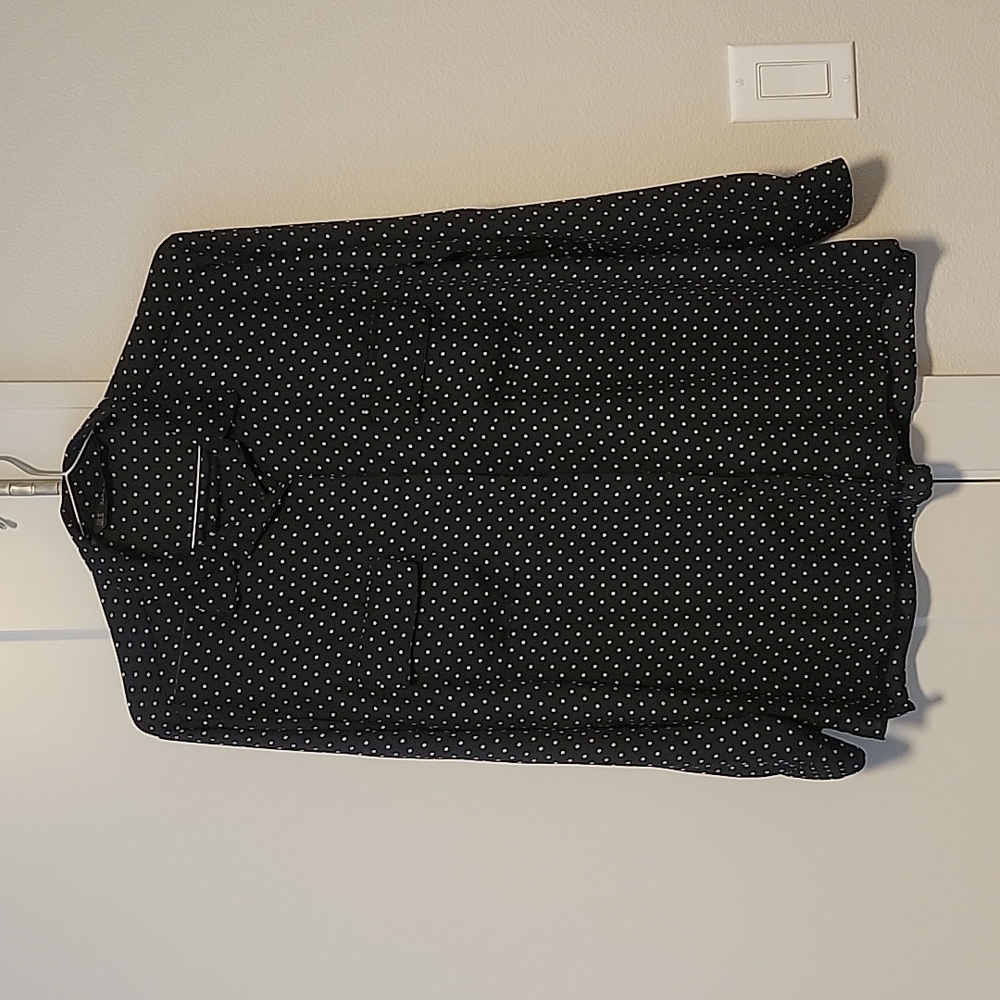 Zara, black and white polka dot shirt, size M